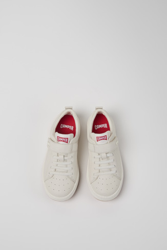 Overhead view of Runner White Leather Sneakers for Kids.