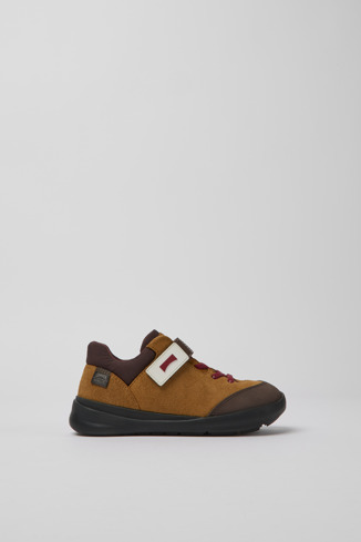 Side view of Ergo Brown textile and nubuck sneakers