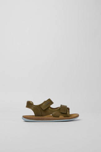 K800333-010 - Bicho - Green leather sandals for kids