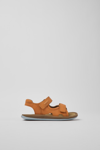 K800333-011 - Bicho - Orange leather sandals for kids