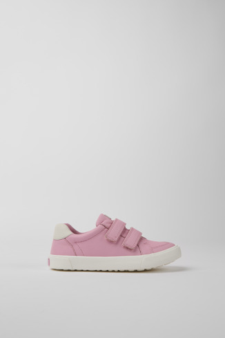 Side view of Pursuit Pink and white sneakers for kids