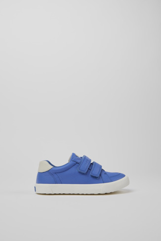 Side view of Pursuit Blue and white sneakers for kids