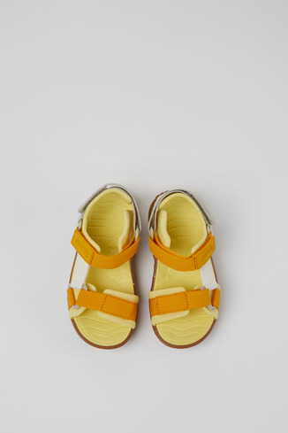 Overhead view of Wous Multicolored textile sandals for kids