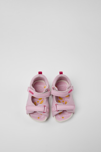 Overhead view of Ous Pink sandals for girls