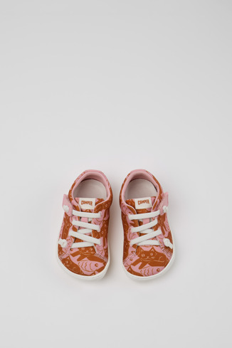 Overhead view of Peu Multicolor Recycled PET and Leather Shoes for Kids.