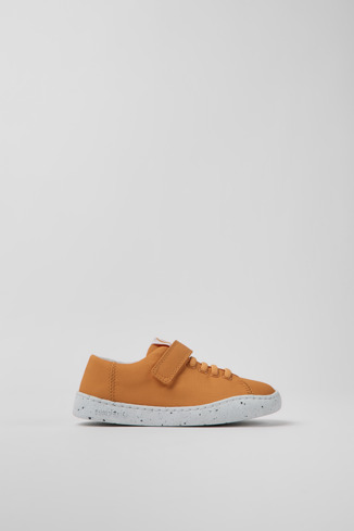Side view of Peu Touring Orange sneakers for kids