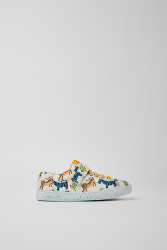Side view of Peu Touring Multicolored textile shoes for kids