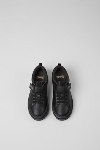 Overhead view of Brutus Black leather shoes for kids
