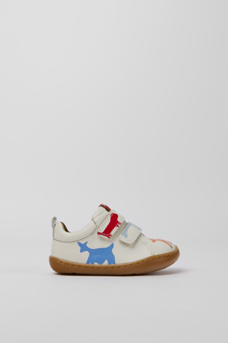 Alternative image of K800405-017 - Twins - Chaussures en cuir imprimé blanc pour enfant