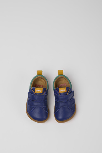 Overhead view of Peu Blue leather shoes