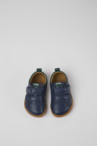 Peu Sapatos em couro azul-escuros para criança