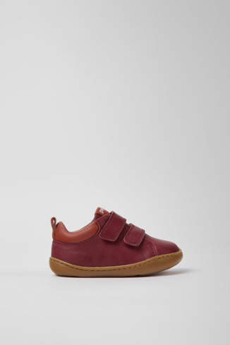 Side view of Peu Burgundy leather shoes for kids