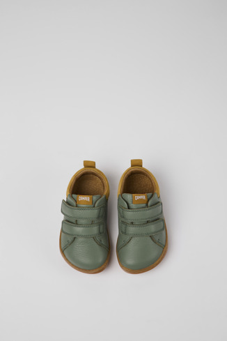 Peu Sapatos em couro verdes para criança