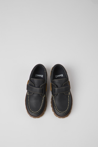 Overhead view of Compas Dark blue leather shoes for kids