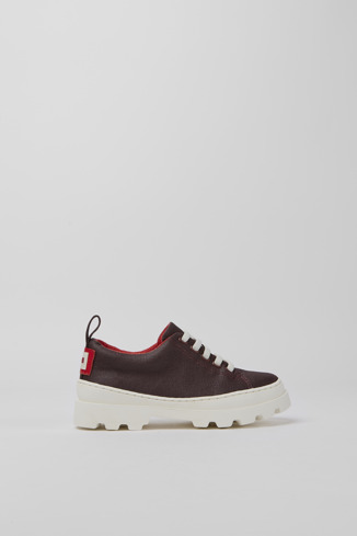 Side view of Brutus Burgundy organic cotton shoes for kids