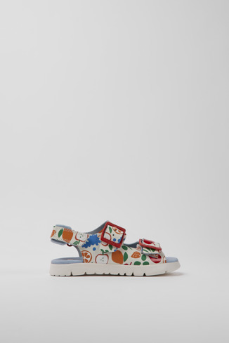 Side view of Oruga Multicolored leather sandals for kids