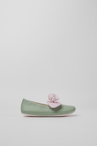 Side view of Right Green and pink ballerinas for girls