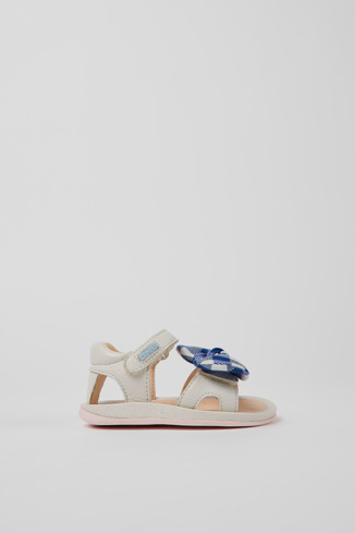 Side view of Bicho White leather sandals for kids