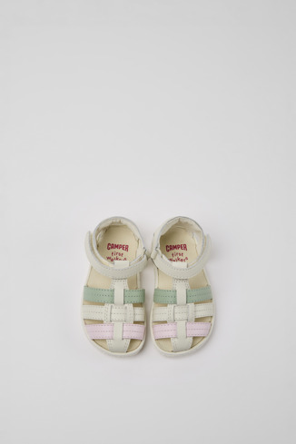 Alternative image of K800470-001 - Miko - Witte, groene en roze leren sandalen