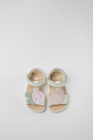 Overhead view of Twins White leather sandals for girls