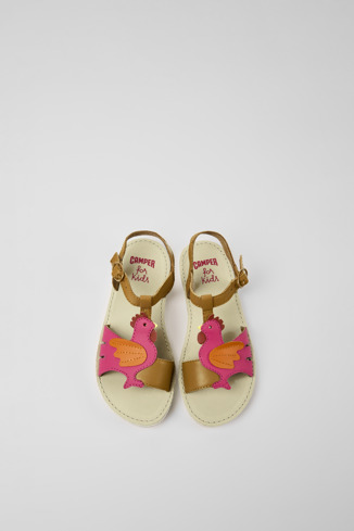 Alternative image of K800478-001 - Miko - Brown and pink leather sandals for girls