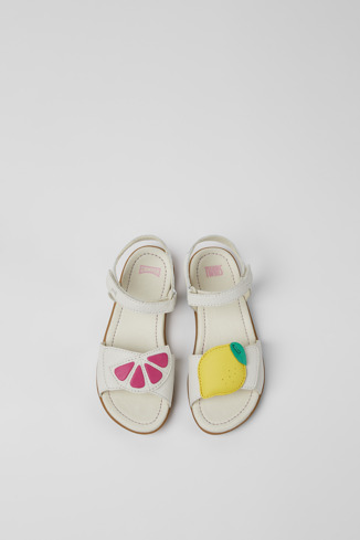 K800483-002 - Twins - White leather sandals for girls