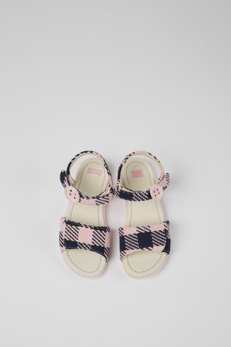 Overhead view of Twins Pink and blue sandals for girls
