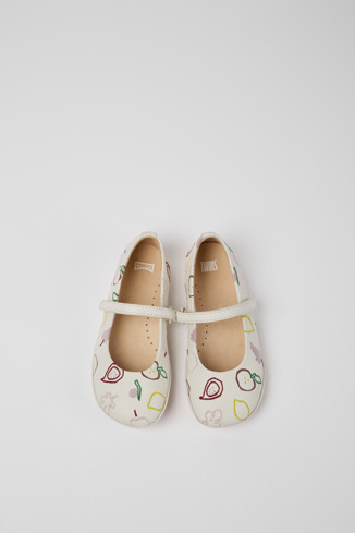 Overhead view of Twins White leather ballerinas for girls