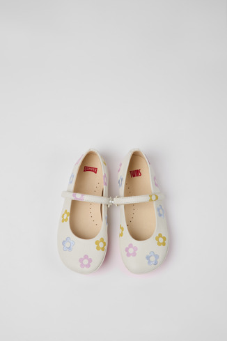 K800486-003 - Twins - White leather ballerinas for kids