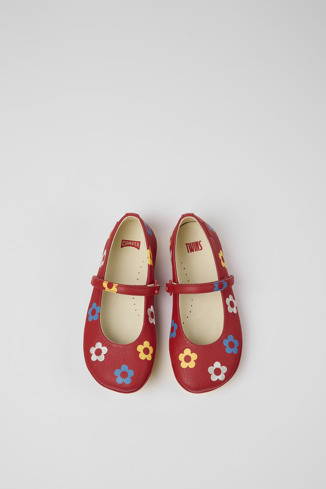 K800486-004 - Twins - Red leather ballerinas for kids