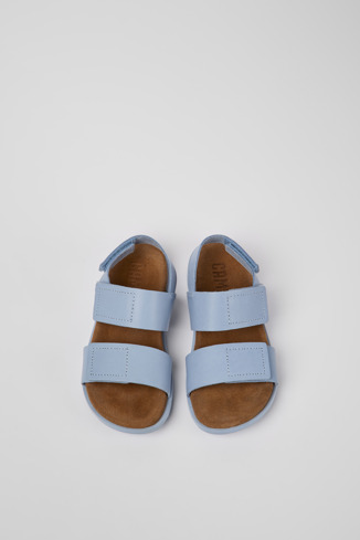 Overhead view of Brutus Sandal Light blue leather sandals for girls