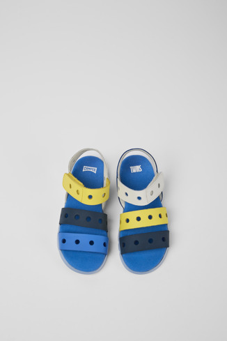 Overhead view of Twins Multicolored leather sandals for kids
