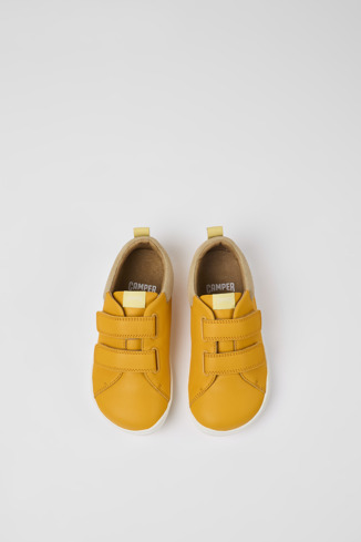 Overhead view of Peu Orange leather and nubuck shoes for kids