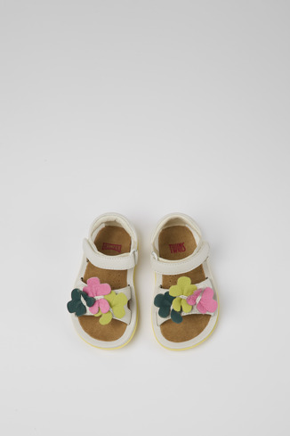 K800523-001 - Twins - White leather sandals for kids
