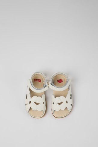 Overhead view of Twins White leather sandals for kids