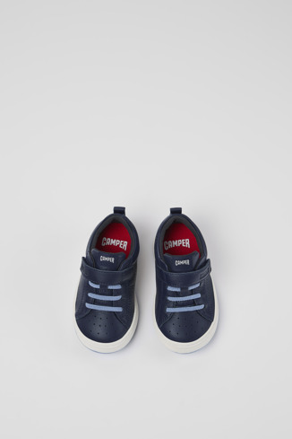 Overhead view of Runner Blue Leather Sneaker