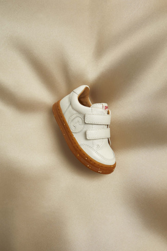 K800530-003 - Runner - Sneakers blancas de piel sin teñir para niños