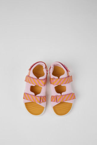 Overhead view of Oruga Multicolored textile sandals for kids