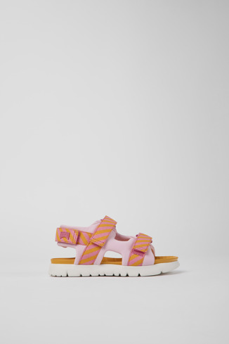 Side view of Oruga Multicolored textile sandals for kids