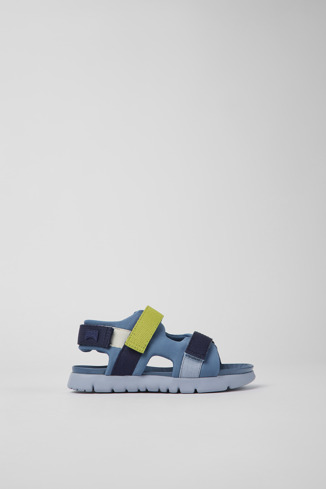 Side view of Twins Blue textile sandals for kids