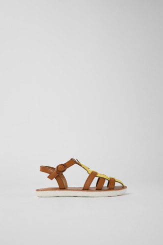 Side view of Twins Multicolored leather sandals for kids