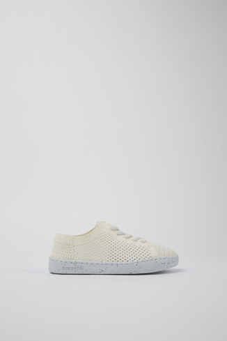 Side view of Peu Touring White textile shoes for kids