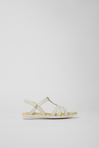 Side view of Twins White leather sandals for kids