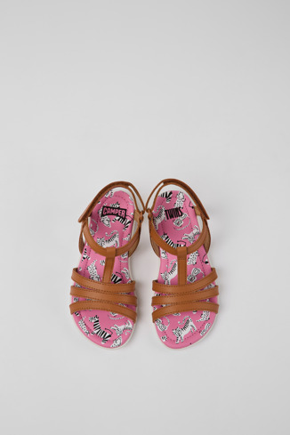 K800543-003 - Twins - Brown leather sandals for kids