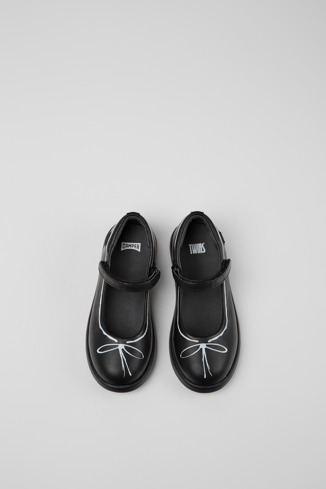 Overhead view of Twins Black leather Mary Jane shoes for kids