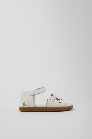 Side view of Twins White Leather 2-Strap Sandal