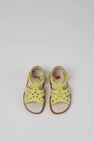 Overhead view of Twins Yellow Leather Sandal