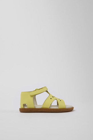 Side view of Twins Yellow Leather Sandal