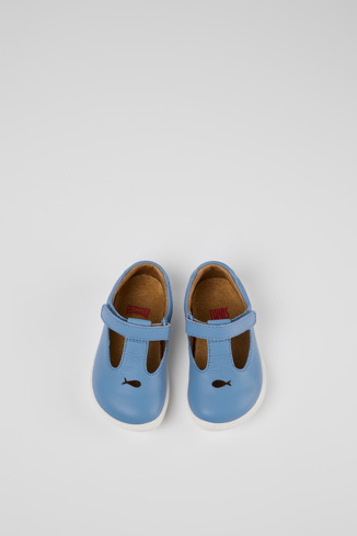 Overhead view of Twins Blue Leather T-Strap Shoe