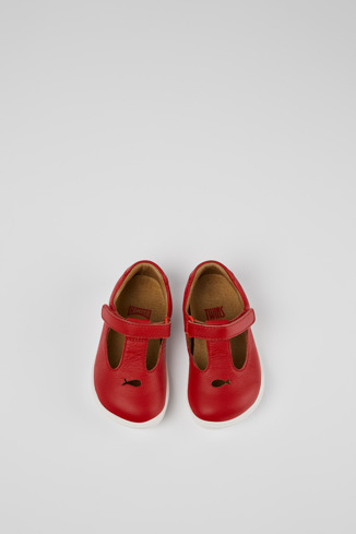Overhead view of Twins Red Leather T-Strap Shoe
